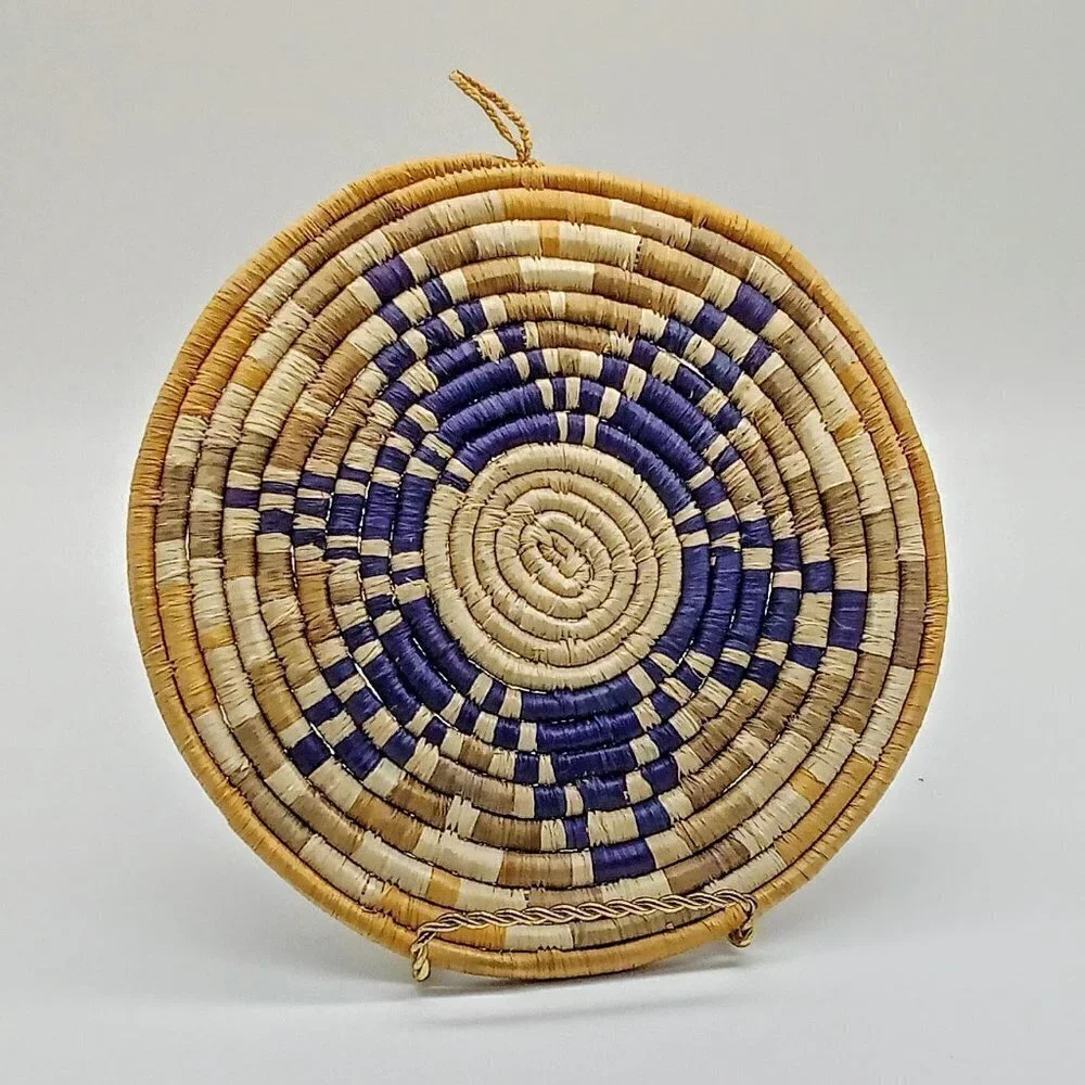 Golden Yellow & Navy Blue Woven Star Wall Hanging